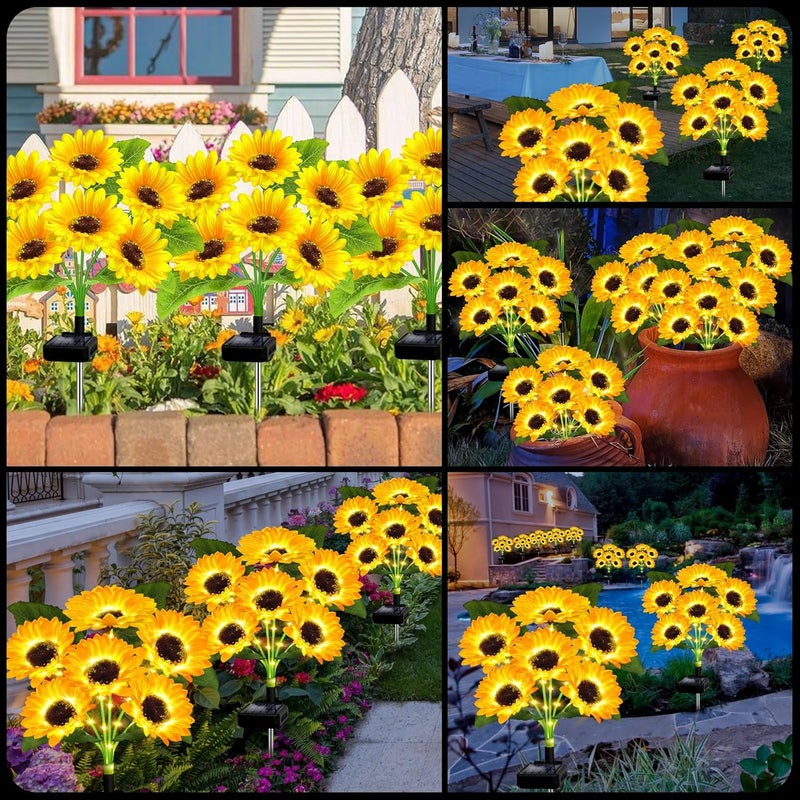 EDOF Solar Lights Outdoor Garden Decor,4 Pack with 24 Sunflower Lights,Solar Flowers Lights Waterproof,Birthday Gifts for Mom Women Grandma,Outside Decorative Stakes Light for Landscape Yard Patio Lawn - Image 5